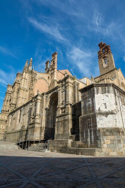 Facade of Plasencia Cathedral province of Caceres Spain