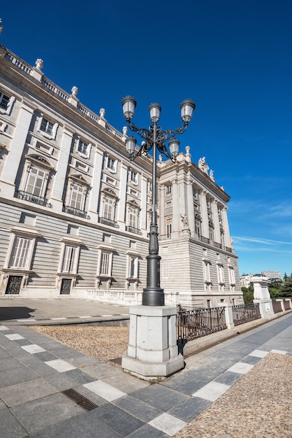 Facade of the Spanish royal palace in Madrid.