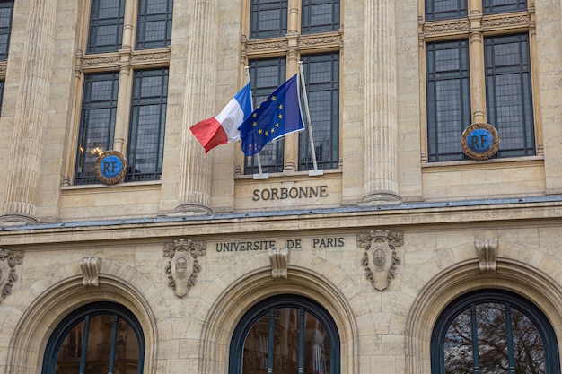 Facade of university Sorbonne in Paris