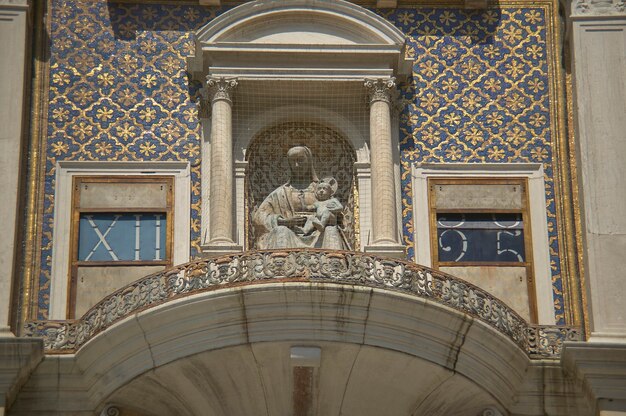 Facade or wall of Saint Mark's Church in Venice.