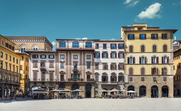 Facades of historic tenement houses