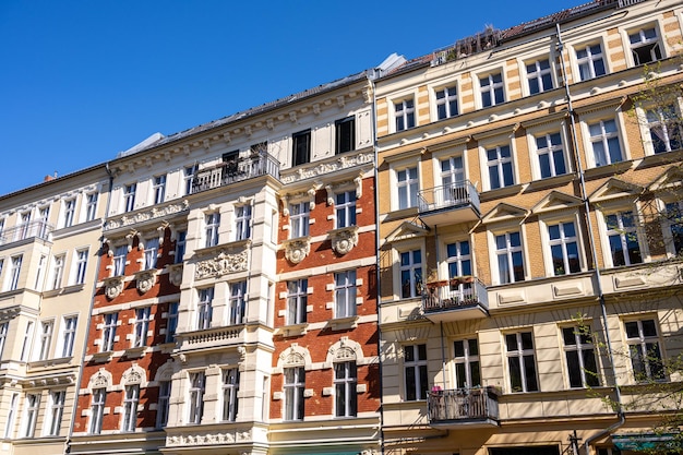 The facades of some renovated old apartment buildings seen in berlin germany
