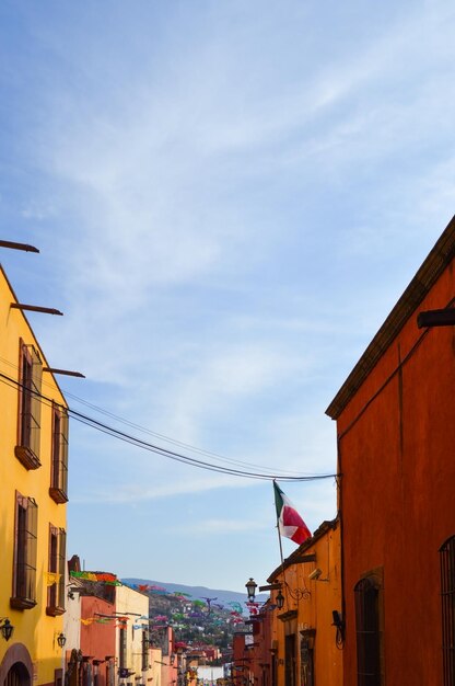 Photo facades with balconies brightly colored houses door