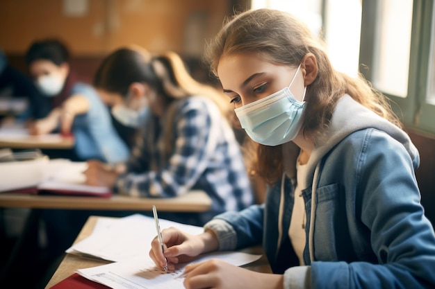 In the Face of Adversity High School Student Bravely Takes Notes Amidst COVID19 Chaos