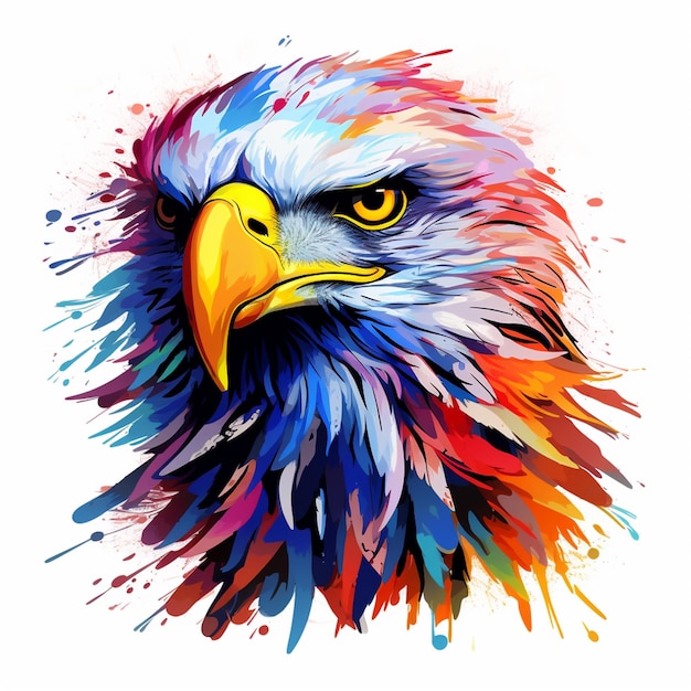 face of angry eagle with colors