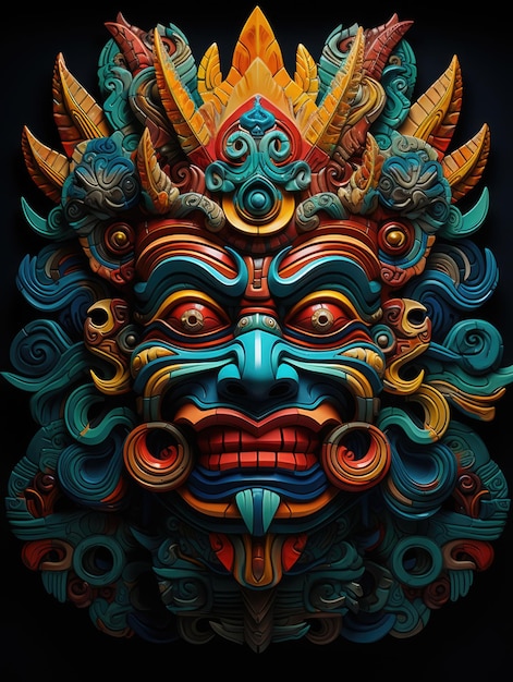 Foto un volto nell'arte azteca