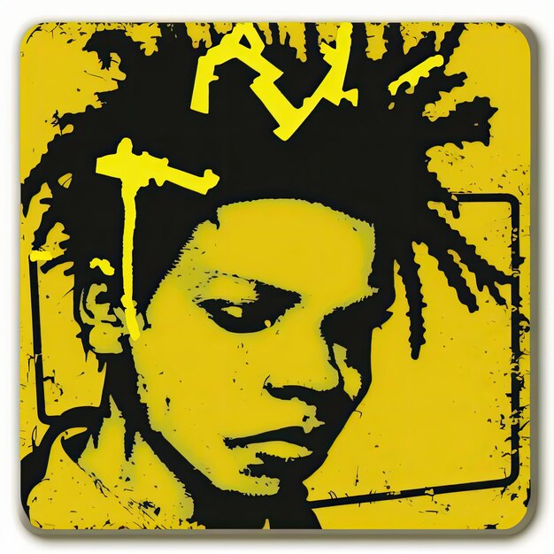 face Basquiat style sticker graffiti design tattoo expressionism clipart vector flat