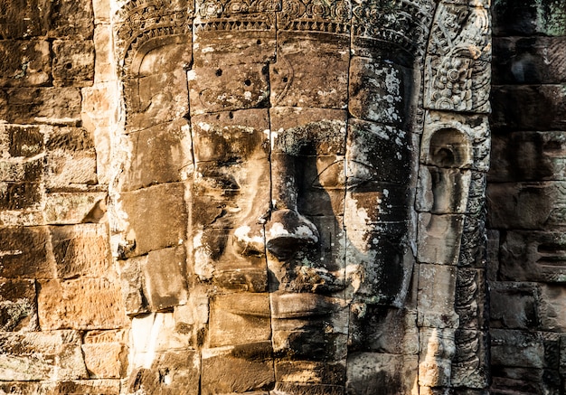 Face of Bayon castle in Angkor Thom. Cambodia