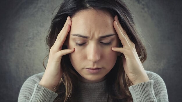 Face closeup of stressed woman