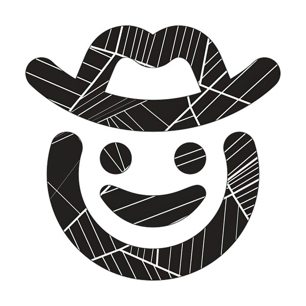 Photo face cowboy hat icon photo with abstract texture dark modern