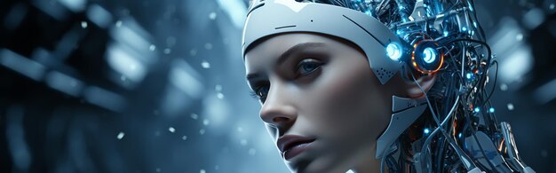 Face of cyber mind Technology background concept