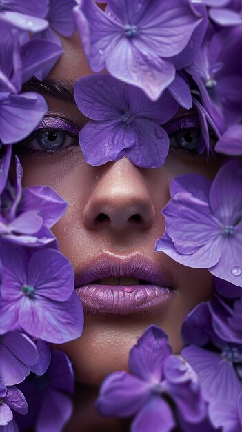 Photo face in flower petals