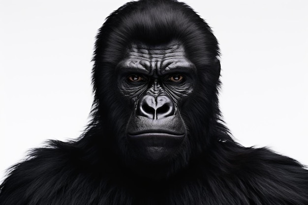 Foto faccia di gorilla su bianco