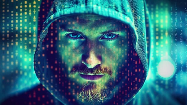 Foto la faccia dietro l'hacking dei dati