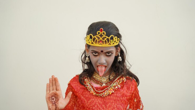 फोटो a face of hindu goddess durga goddess durga for happy navratri celebration