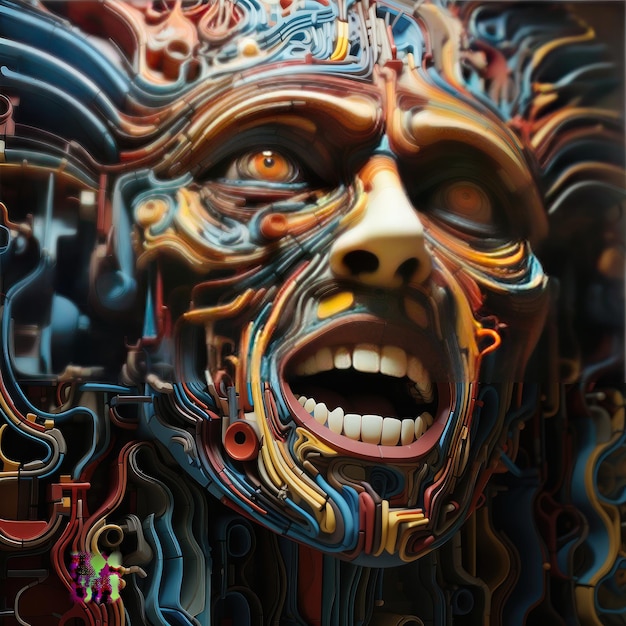 Foto un'arte dell'illusione del viso nello stile dell'elettronica