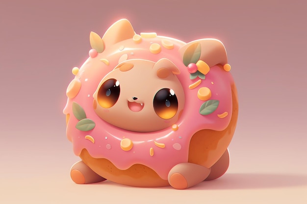 Face of a jelly donut with a mischievous expression