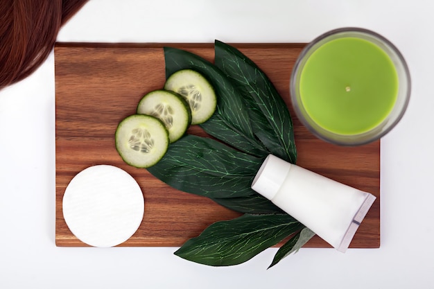 Face mask with cucumber slices