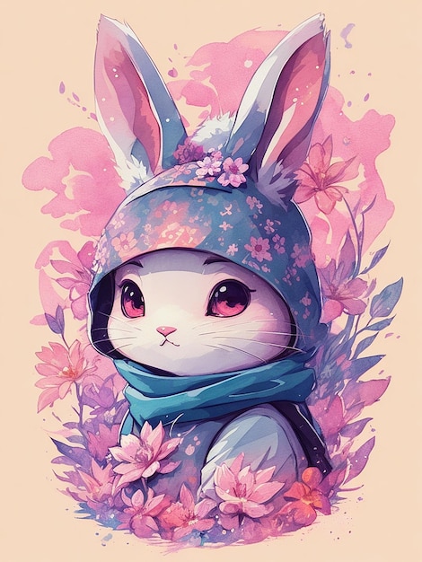 A face of ninja bunny fire AI generated art