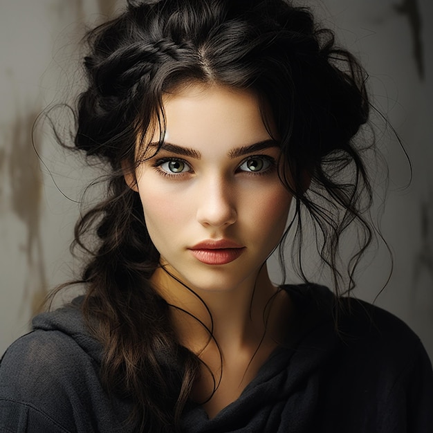 다른 유형의 아름다운 젊은 여성의 얼굴 초상화