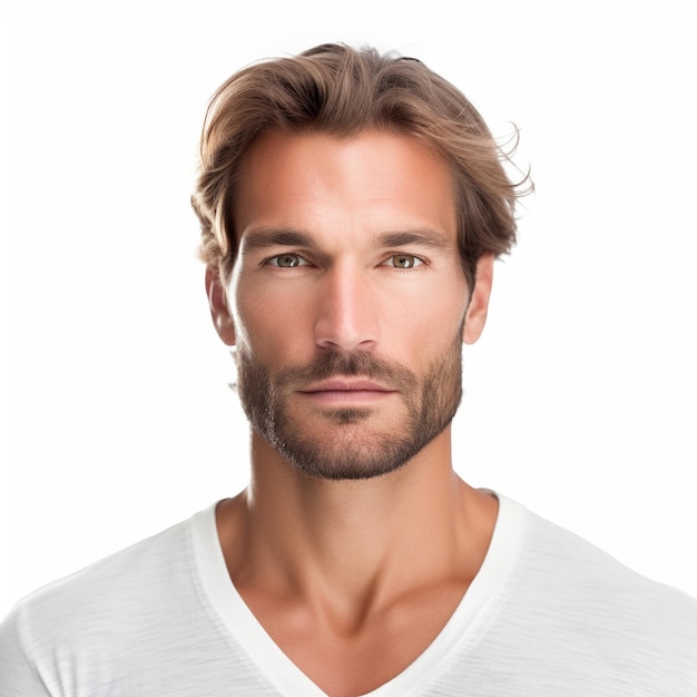 Портрет лица симпатичного бородатого мужчины, модель в повседневной одежде.