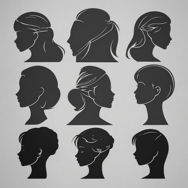 Face silhouettes cartoon vector background