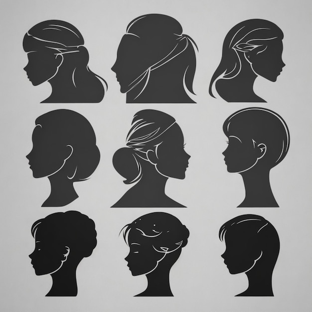 Photo face silhouettes cartoon vector background