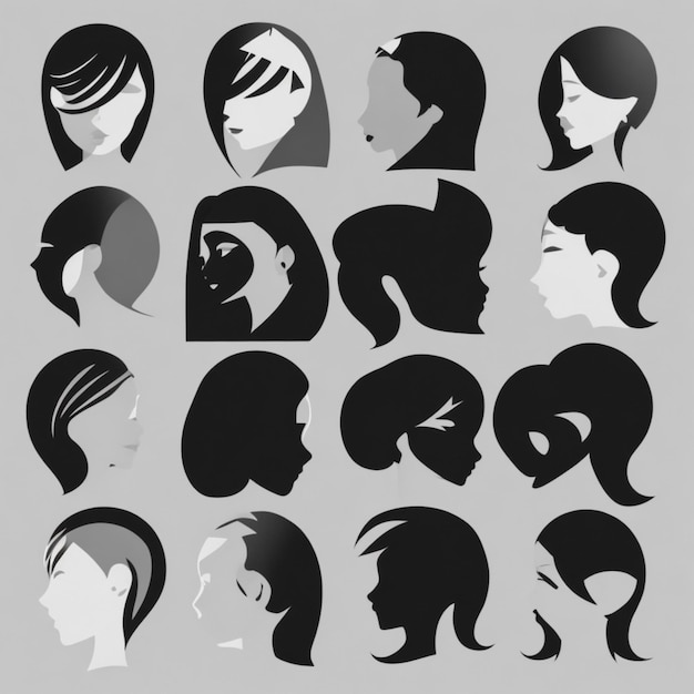 Photo face silhouettes cartoon vector background