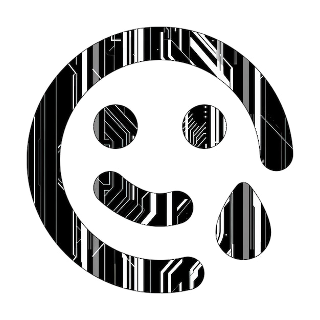 Икона улыбки слезы черно-белая технология текстуры лица
