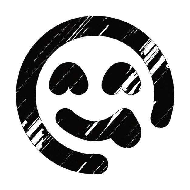 Foto faccia sorriso lingua icona struttura diagonale bianca e nera