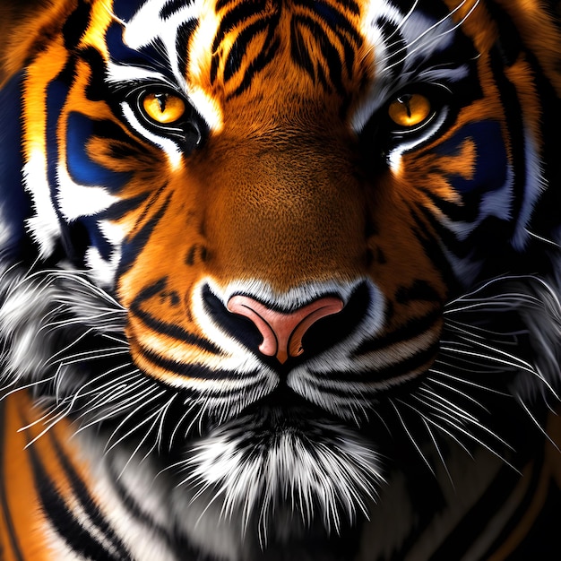 Face of a Tiger with a dark background Generative AI