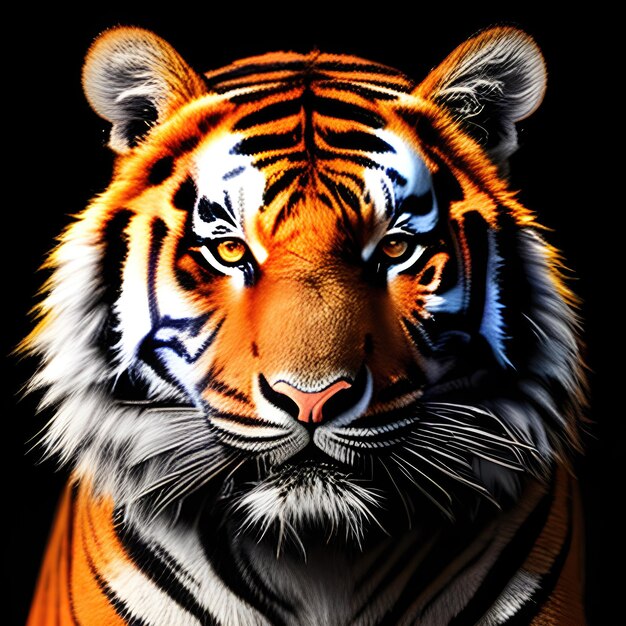 Face of a Tiger with a dark background Generative AI