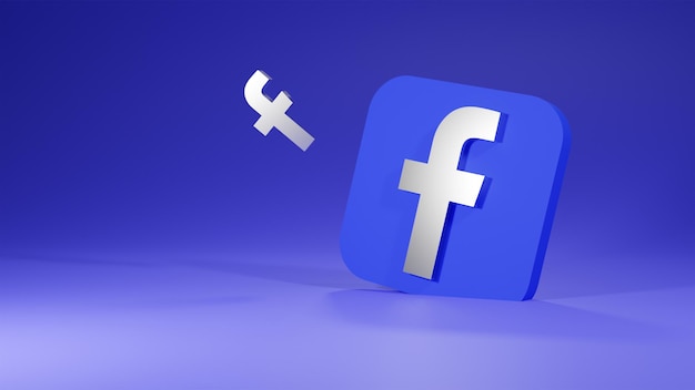 Facebook 3d render knoppictogram met kopie ruimte