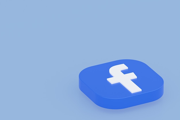 Facebook applicatie logo 3d-rendering op blauwe achtergrond