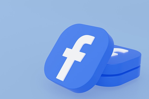 Foto facebook applicatie logo 3d-rendering op blauwe achtergrond