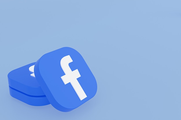 Facebook applicatie logo 3D-rendering op blauwe achtergrond