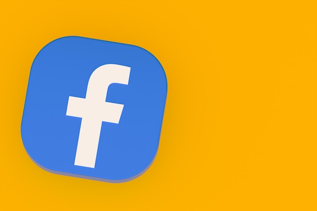 Facebook applicatie logo 3D-rendering op gele achtergrond