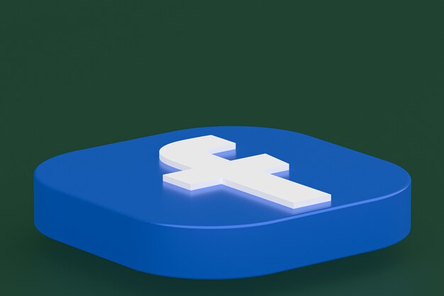 Facebook applicatie logo 3D-rendering op groene achtergrond