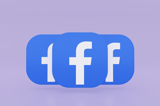 Facebook applicatie logo 3D-rendering op paarse achtergrond