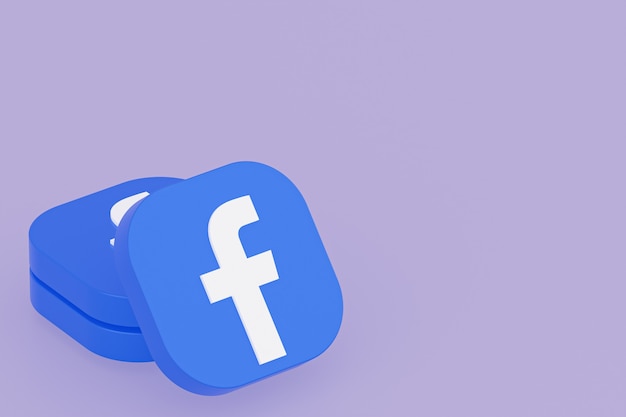 Facebook applicatie logo 3D-rendering op paarse achtergrond