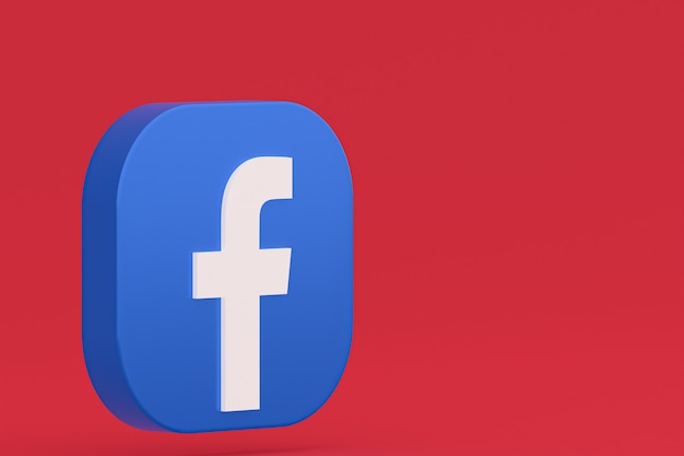 Facebook applicatie logo 3D-rendering op rode achtergrond