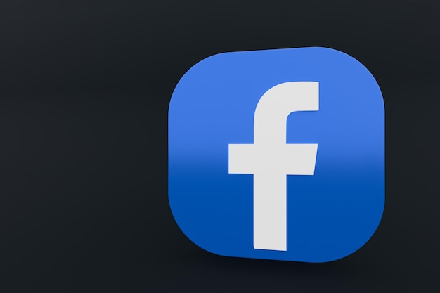 Premium Photo | Facebook application logo 3d rendering on black background