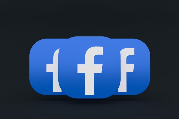 Facebook application logo 3d rendering on Black background