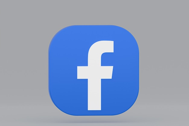 Facebook application logo 3d rendering on gray background