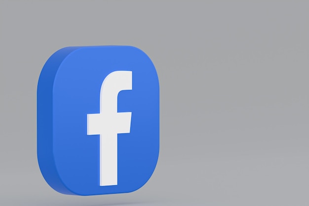 Foto rendering 3d del logo dell'applicazione facebook su sfondo grigio