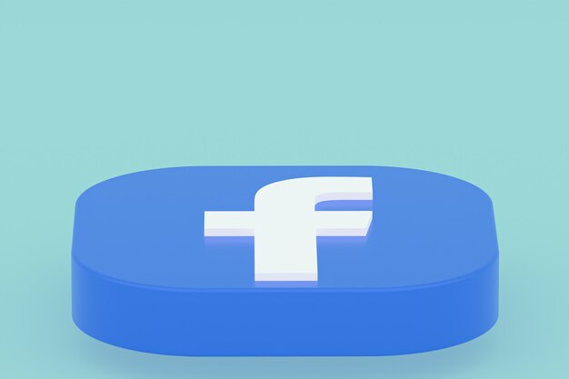 Facebook application logo 3d rendering on green background