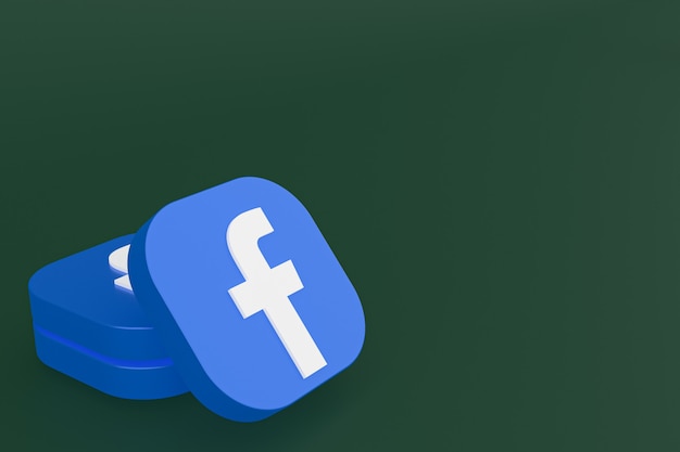 Facebook application logo 3d rendering on green background