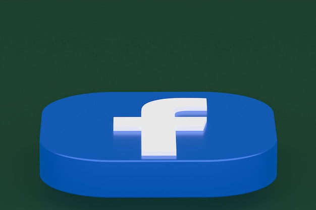 Photo facebook application logo 3d rendering on green background