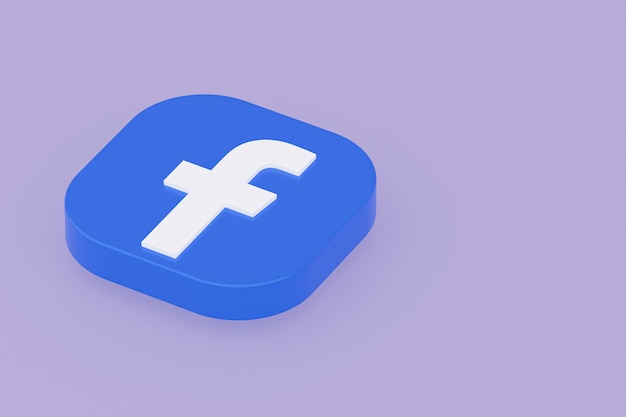 Facebook application logo 3d rendering on Purple background