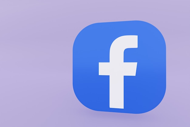 3d-рендеринг логотипа приложения facebook на фиолетовом фоне